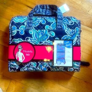 Modella Navy Paisley Quilted Fitted Valet Bag